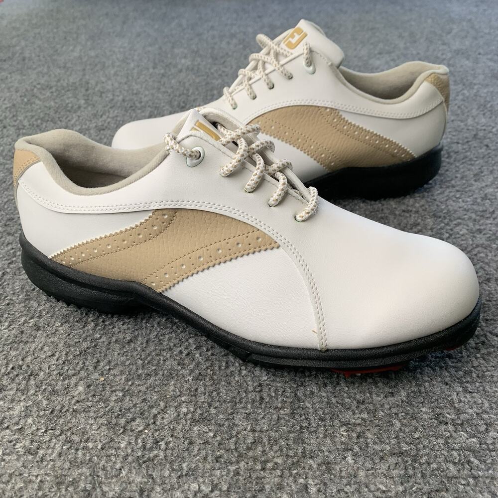 FJ Footjoy Greenjoy Golf Shoes Cleats White Leather Women’s Size 9 M (48392)